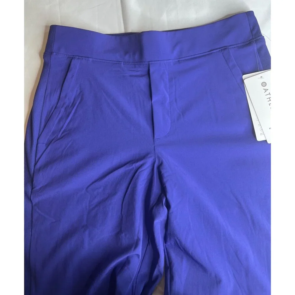 Athleta Womens Brooklyn Lined Pants Purple Ribbed Waist Size 6/T - Picture 5 of 16